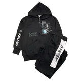 Yours 2-teiliges Set Sweatshirt-Hose Einfarbig Schwarz Für Jungen
