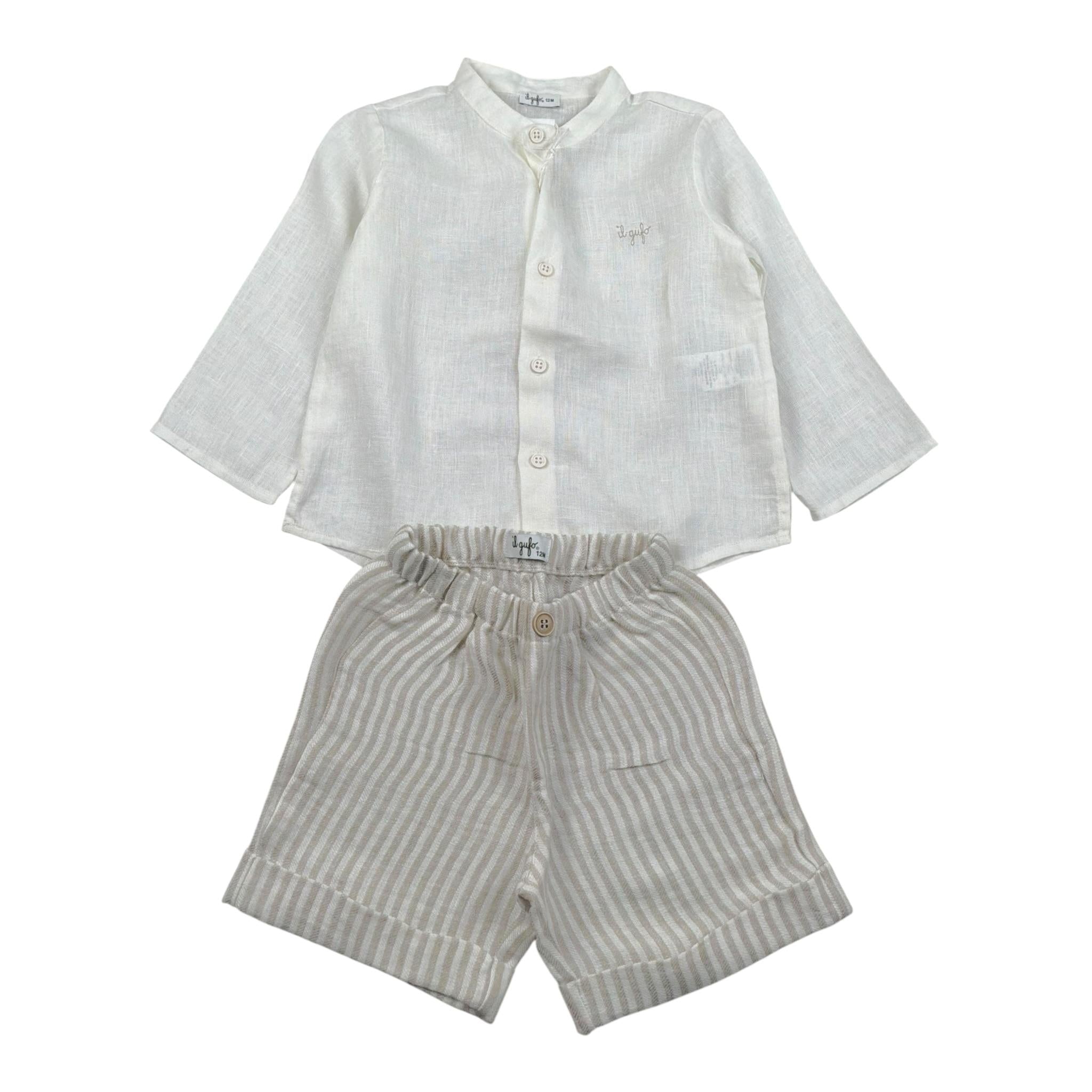 Il Gufo Completo 2 Pezzi Camicia-Bermuda per Neonato P25DP457L1018 PANNA IL GUFO 