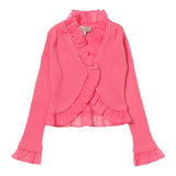 Twinset – Schlichte Strickjacke mit rosa Rüschen für Mädchen