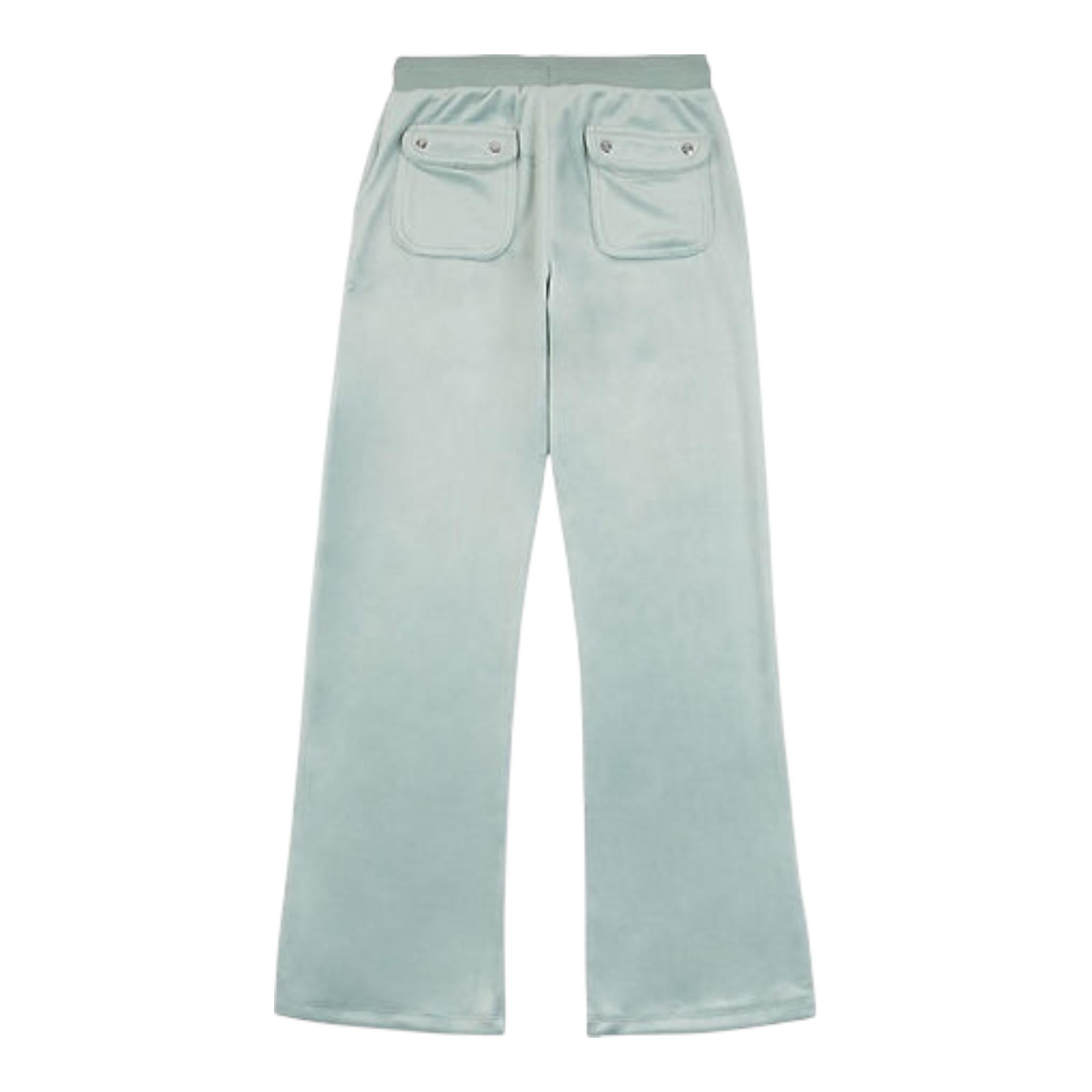 Juicy Couture Pantalone In Velluto Tinta Unita per Bambina JBX6490 VERDE ACQUA JUICY COUTURE 
