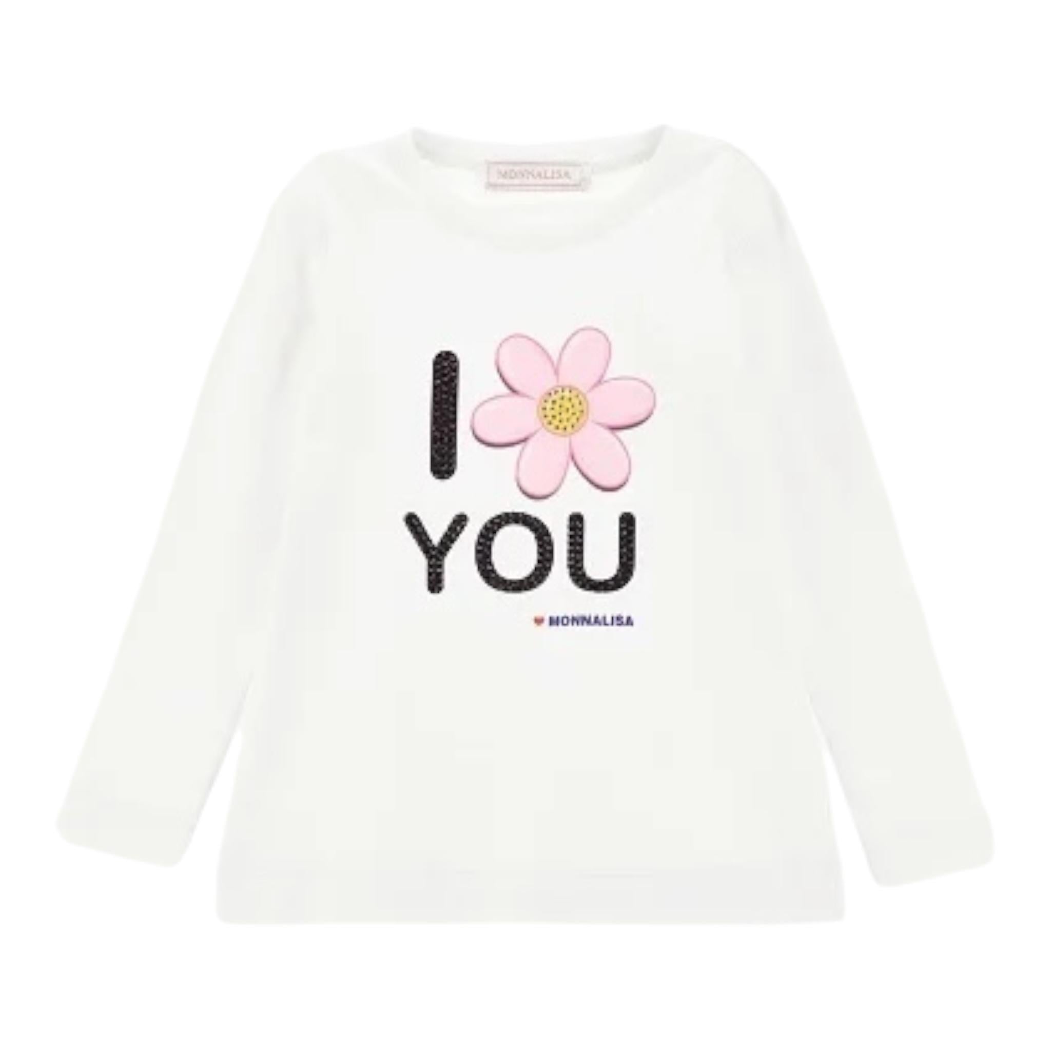 Monnalisa Shirt Girocollo Tinta Unita con Stampa per Neonata 19D632N BIANCO MONNALISA 