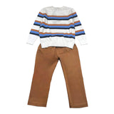 Never Too Dreifarbiges Pullover-Weiß-Hosen-Set für Jungen
