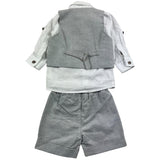 Shako' Komplettset, 4-teilig, Hemd, Weste, Fliege, Bermuda-Shorts, Grau, für Neugeborene