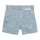 Stella Mccartney Schlichte Jeansshorts mit Applikationen und verstellbarer Taille Hellblau für Mädchen