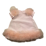 Barcellino Halbarmkleid einfarbig mit rosa Tüll für Baby Mädchen
