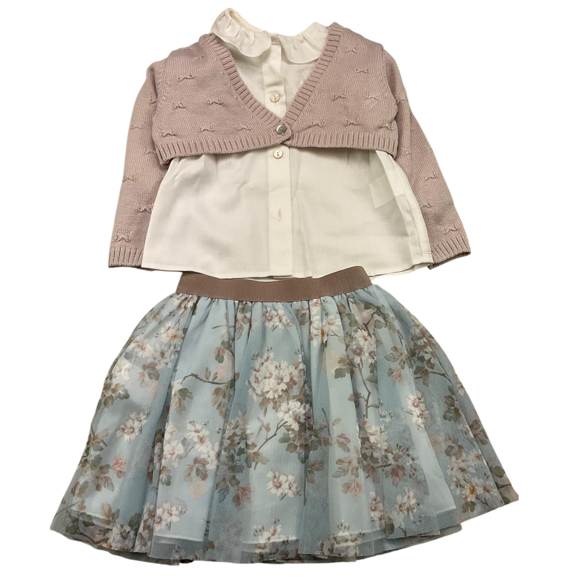 BARCELLINO completo 3 pezzi camicia-coprispalle-gonna Rosa per Neonata 116111 ROSA BARCELLINO 