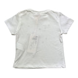 Please T-Shirt Rundhals Einfarbig mit Kontrastdruck Weiß für Baby Mädchen
