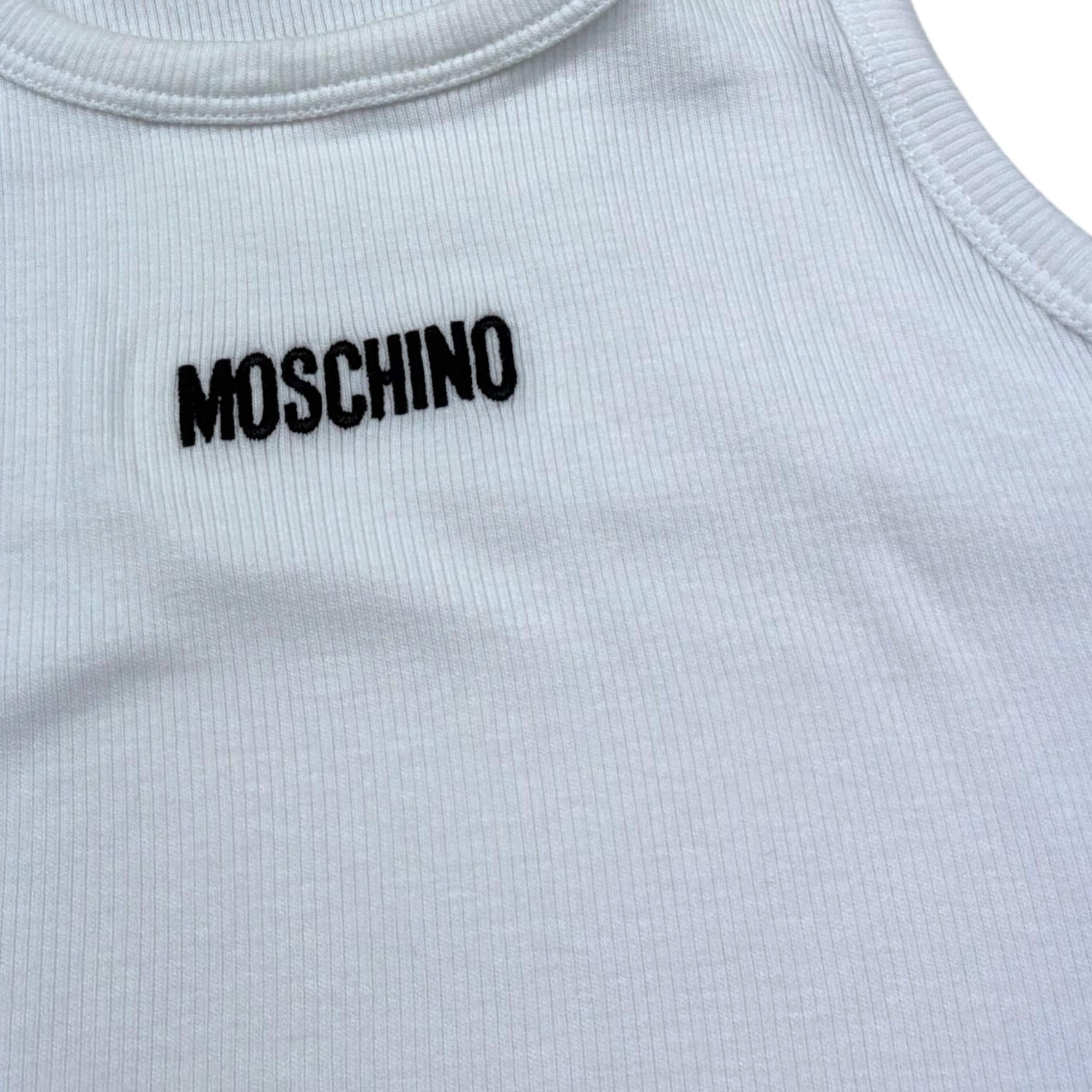 Moschino Canotta Tinta Unita con Stampa per Bambina HAM06M BIANCO MOSCHINO 