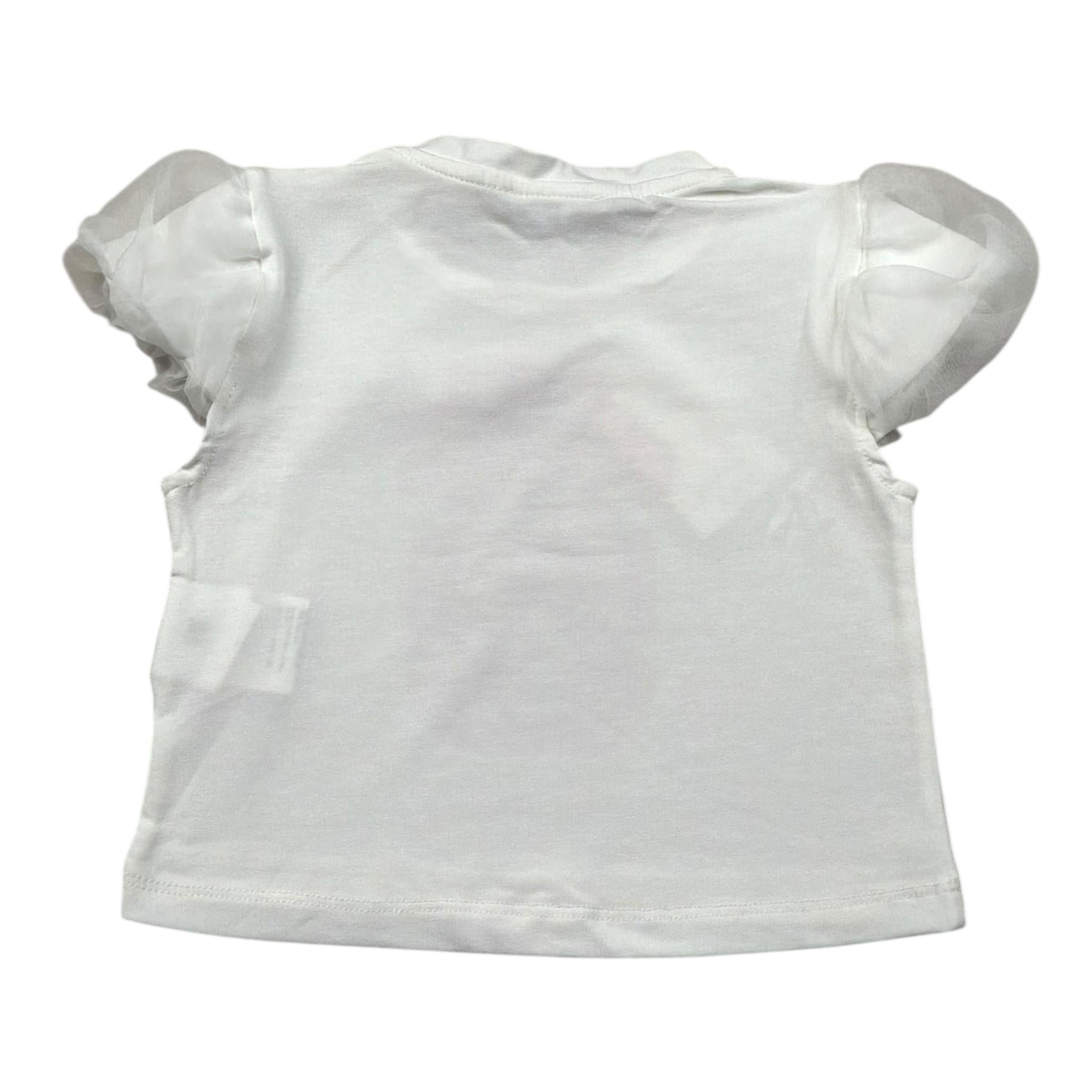 M+E' T-Shirt Girocollo Tinta Unita con Stampa per Bambina UE1856 BIANCO M+E' 