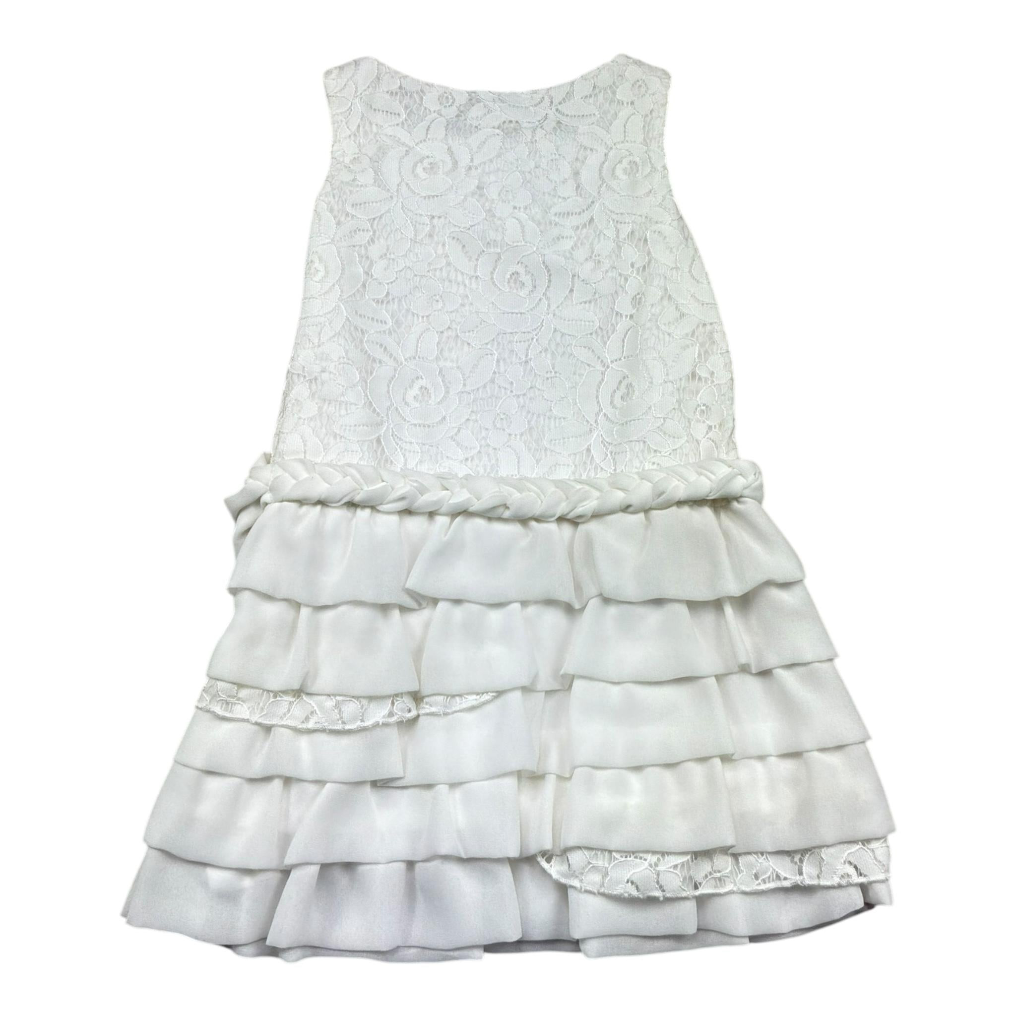 Monnalisa Abito Giromanica Tinta Unita con Ricami per Bambina 795902 BIANCO MONNALISA 