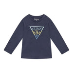 GUESS shirt girocollo tinta unita ocn logo Blu per Neonato N4YI36K8HM4NX BLU GUESS 