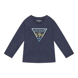 GUESS shirt girocollo tinta unita ocn logo Blu per Neonato N4YI36K8HM4NX BLU GUESS 