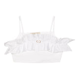 Twinset – Schlichtes weißes Spaghettiträger-Top mit Rüschen für Mädchen