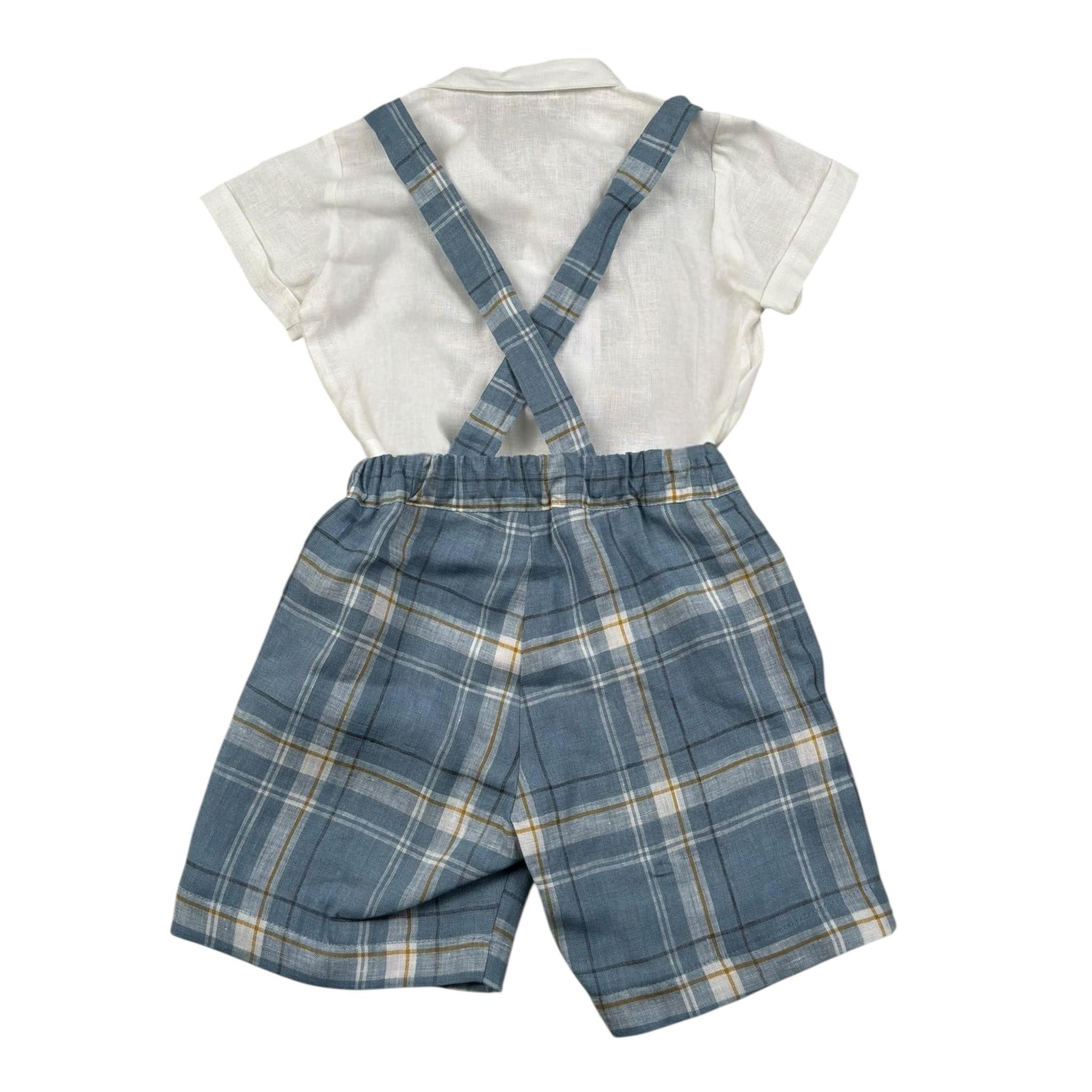 Barcellino Completo 2 Pezzi Camicia-Bermuda con Bretelle per Neonato 120612 BIANCO BARCELLINO 