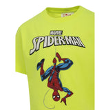 Saint Barth T-Shirt Girocollo Tinta Unita con Stampa Spiderman per Bambino SPIDERMAN GIALLO FLUO SAINT BARTH 