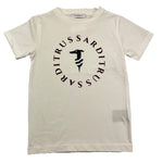 TRUSSARDI t-shirt girocoll tinta unita con stampa in contrasto Panna per Bambino TBA25014TD PANNA TRUSSARDI 
