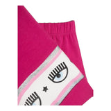 Chiara Ferragni Einfarbige Hose im Trainingsanzug-Stil mit Fuchsia-Print für Baby-Mädchen