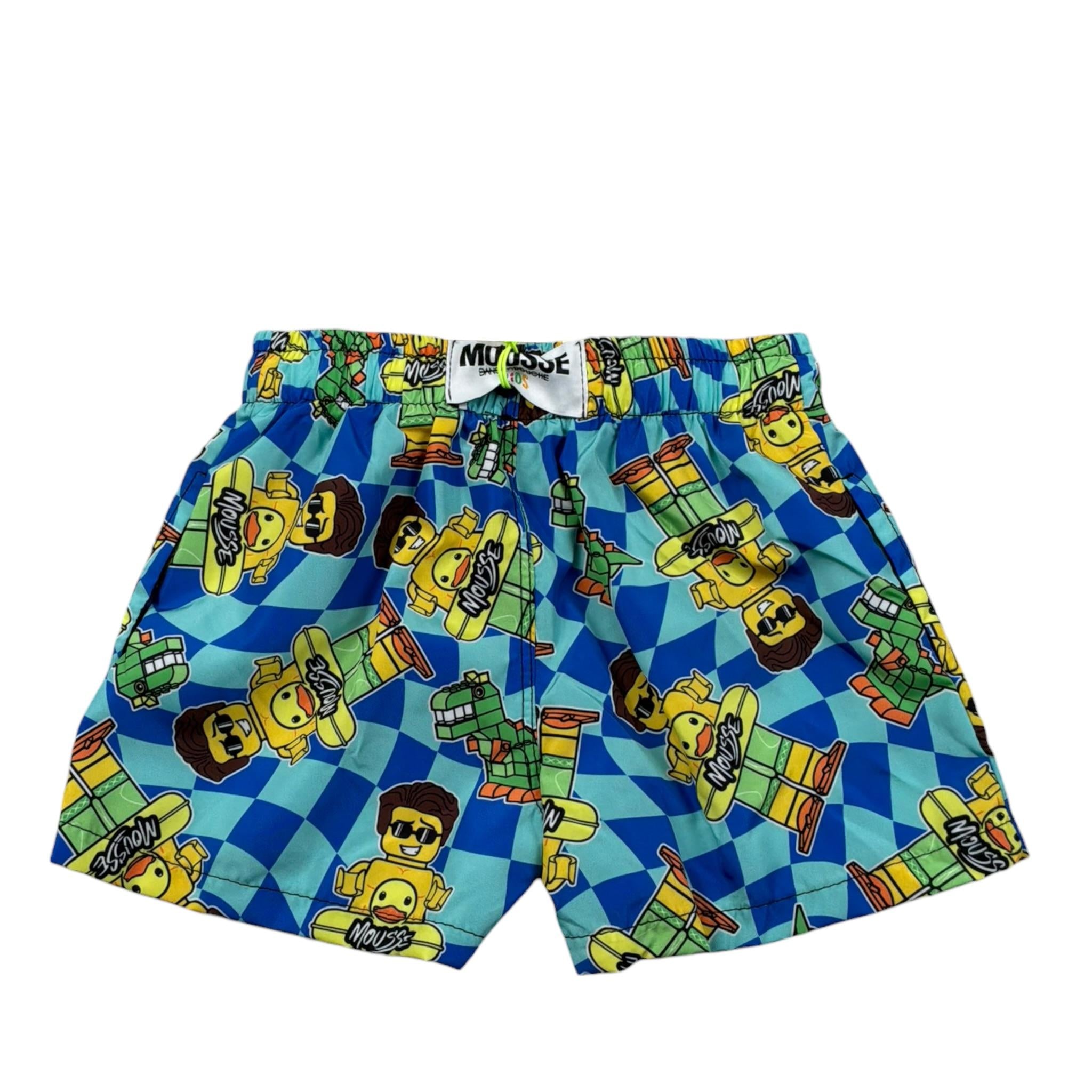Mousse Costume Modello Bermuda Tinta Unita con Stampa per Bambino DINOBEACH VERDE ACQUA MOUSSE 