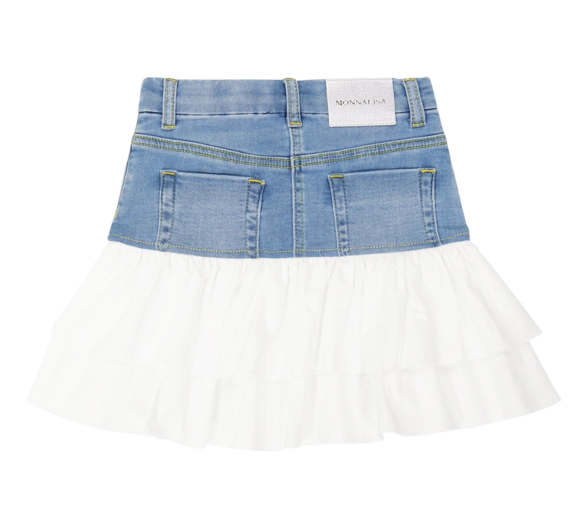 Monnalisa Gonna Tinta Unita con Girovita Regolabile per Bambina 199700 AZZURRO/BIANCO MONNALISA 