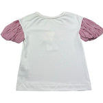 Monnalisa T-Shirt Girocollo Tinta Unita con Maniche In Contrasto per Bambina 117607SF BIANCO MONNALISA 
