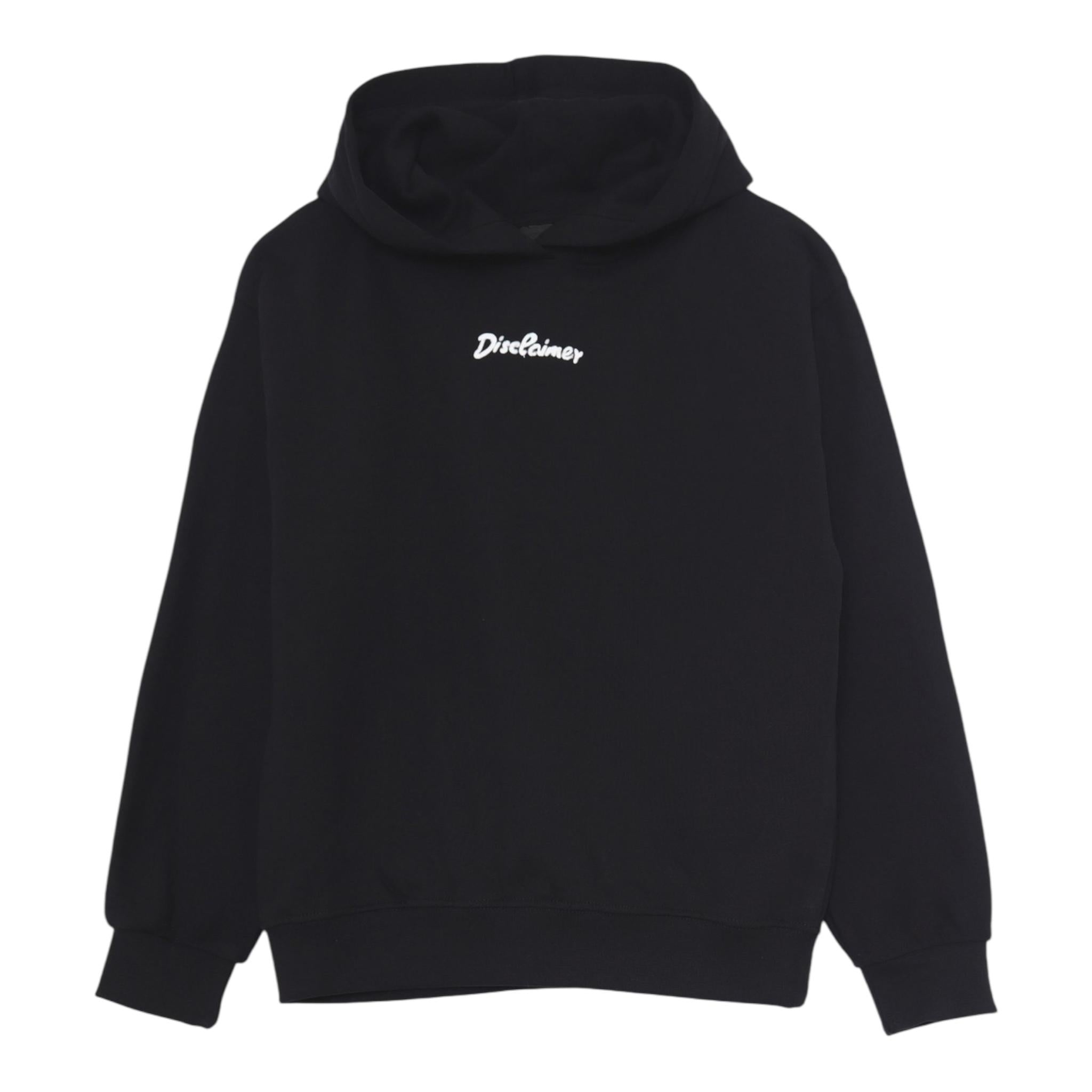 DISCLAIMER felpa tinta unita con stampa e cappuccio Nero per Bambino 24IDK58342 NERO DISCLAIMER 
