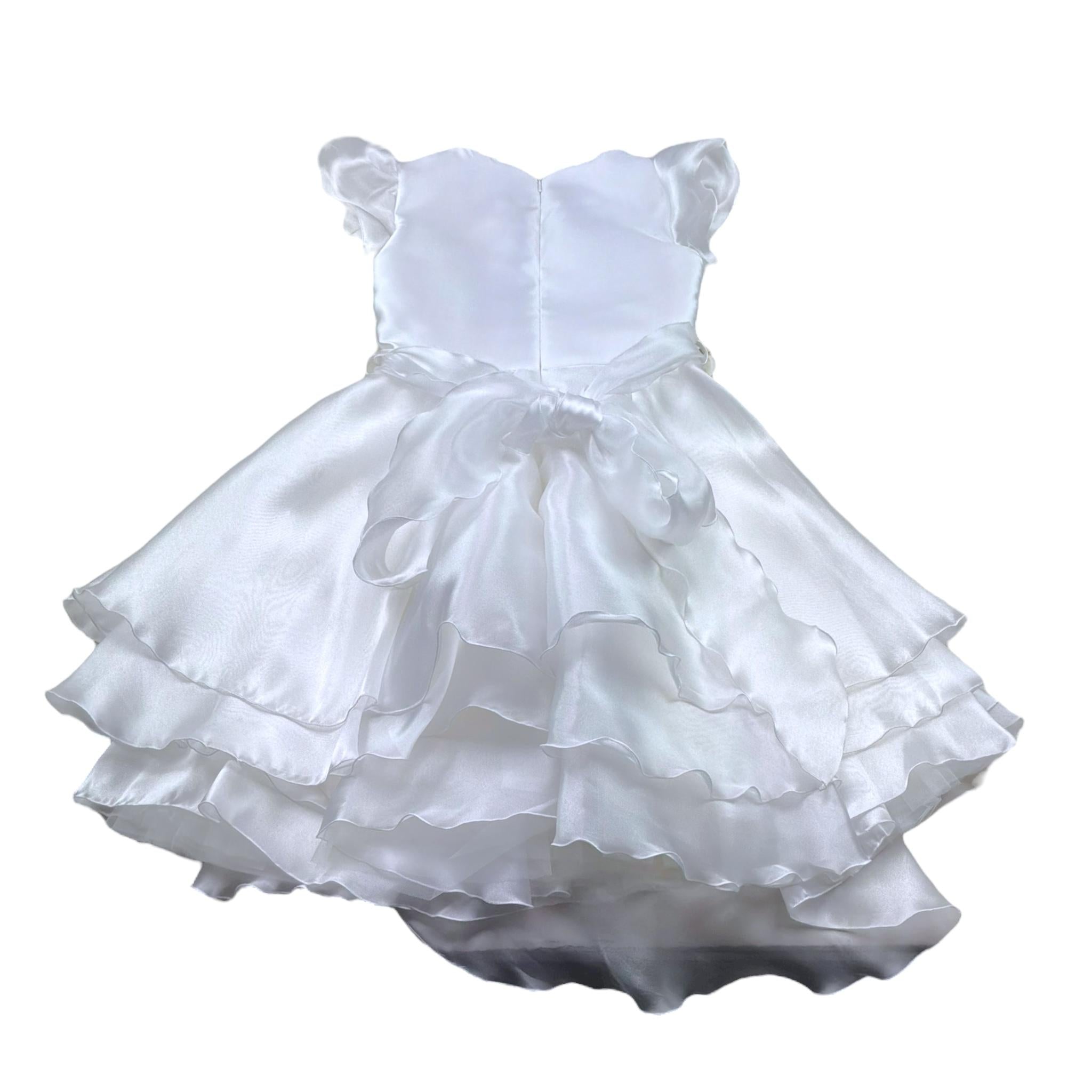 Monnalisa Abito Cerimonia Rinta Unita con Fiore per Bambina 71C918 BIANCO MONNALISA 