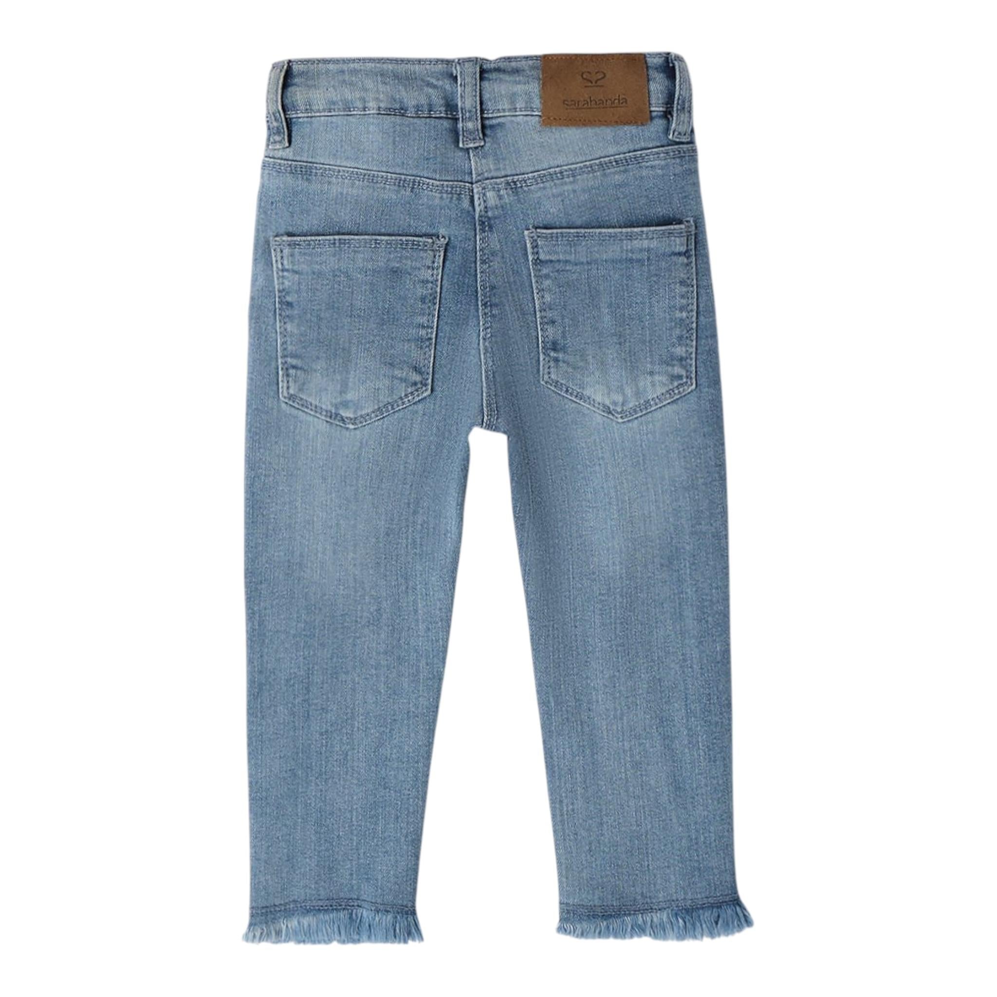 SARABANDA jeans tinta unita con girovita regolabile Azzurro per Bambina A255J AZZURRO SARABANDA 
