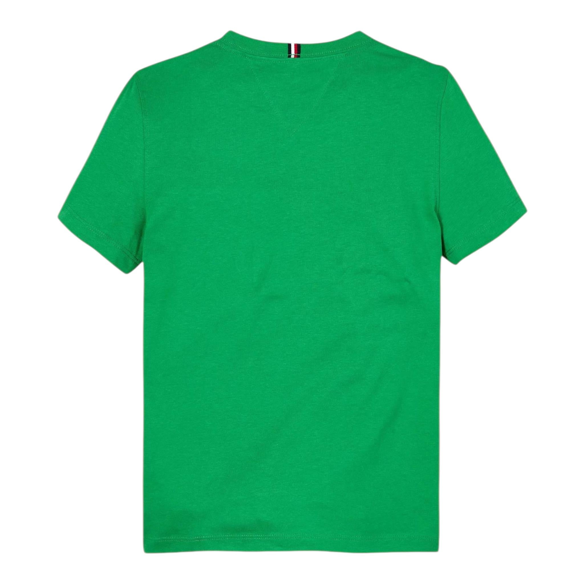 Tommy Hilfiger T-Shirt Girocollo Tinta Unita con Logo per Neonato KB0KB06879XN VERDE TOMMY HILFIGER 