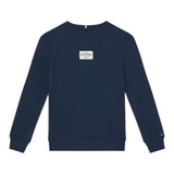 Tommy Hilfiger Felpa Girocollo Tinta Unita con Stampa per Bambino KB0KB09315 BLU TOMMY HILFIGER 