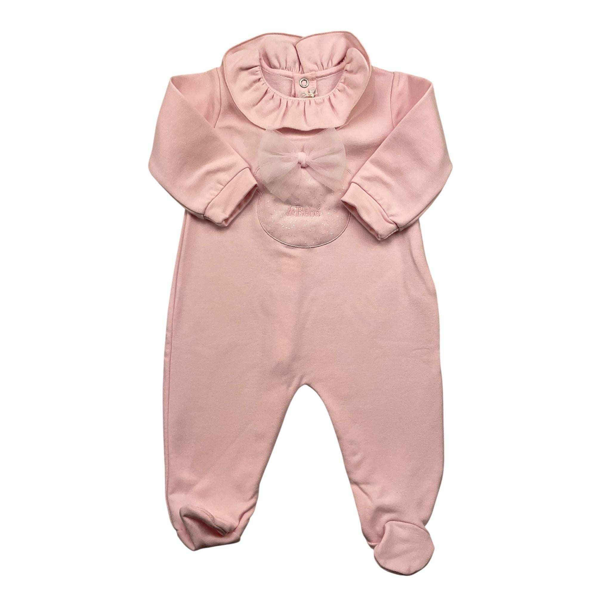 LE BEBE' tutina tinta unita con stampa Rosa per Neonata LBG4893 ROSA LE BEBE' 