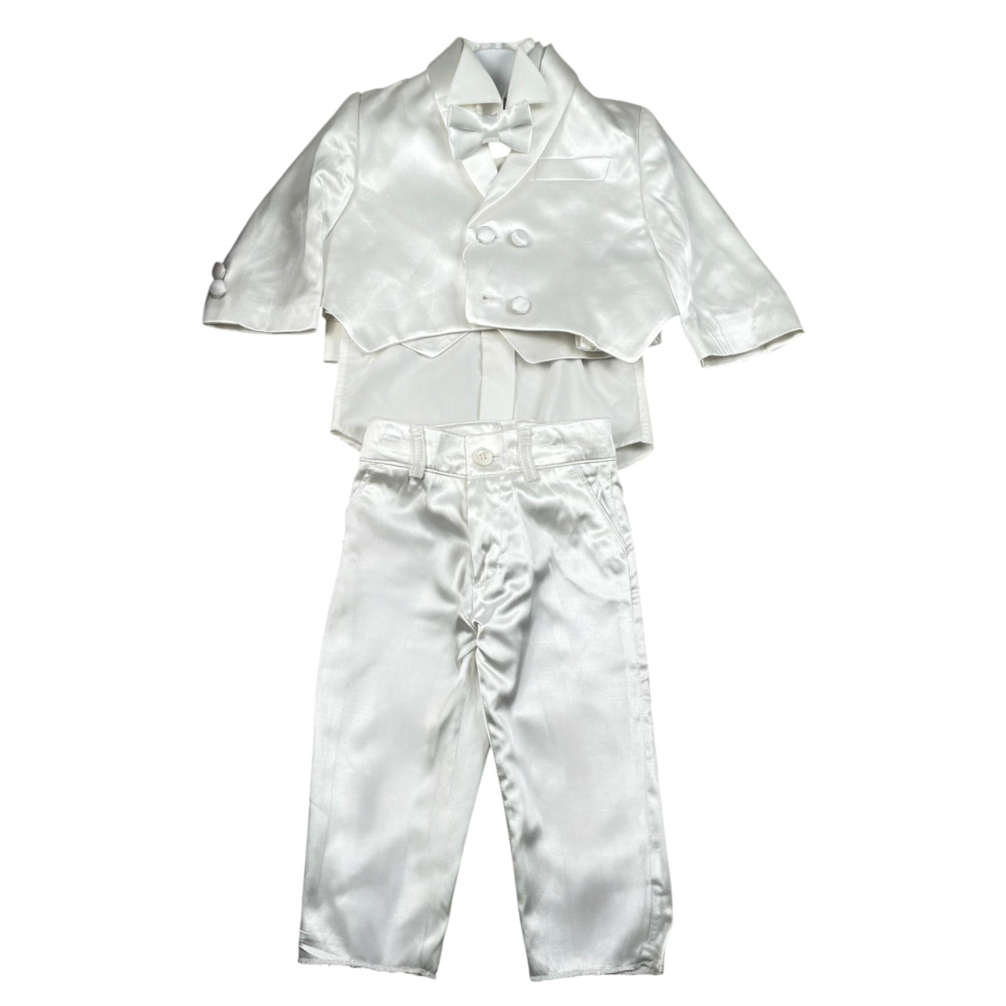 Valentino Minale Completo 5 Pezzi Giacca-Camicia-Gilet-Papillin-Pantalone per Neonato FM31071 BIANCO VALENTINO MINALE 
