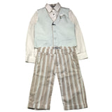 Damper Dan 4-teiliges Set Weste-Shirt-Hose-Fliege Blau für Neugeborene