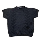 Emanuel Pris – Einfarbiges Strick-T-Shirt mit Rundhalsausschnitt in Blau für Neugeborene