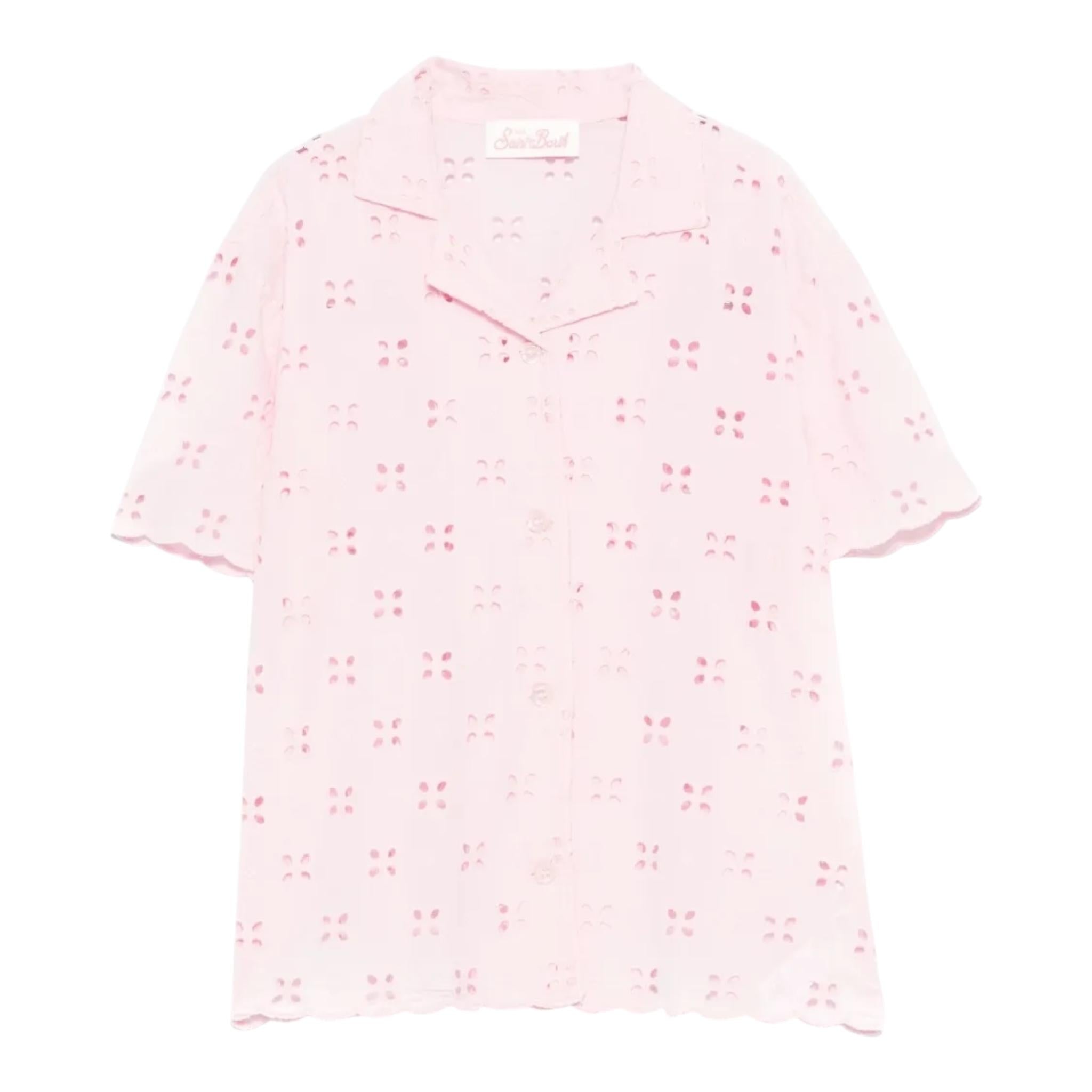 Saint Barth Camicia Mezza Manica Tinta Unita In Pizz Sangallo per Bambina EVL00104056 ROSA SAINT BARTH 