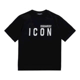 Dsquared2 T-Shirt Girocollo Tinta Unita con Stampa per Neonato DQ2968 NERO DSQUARED2 