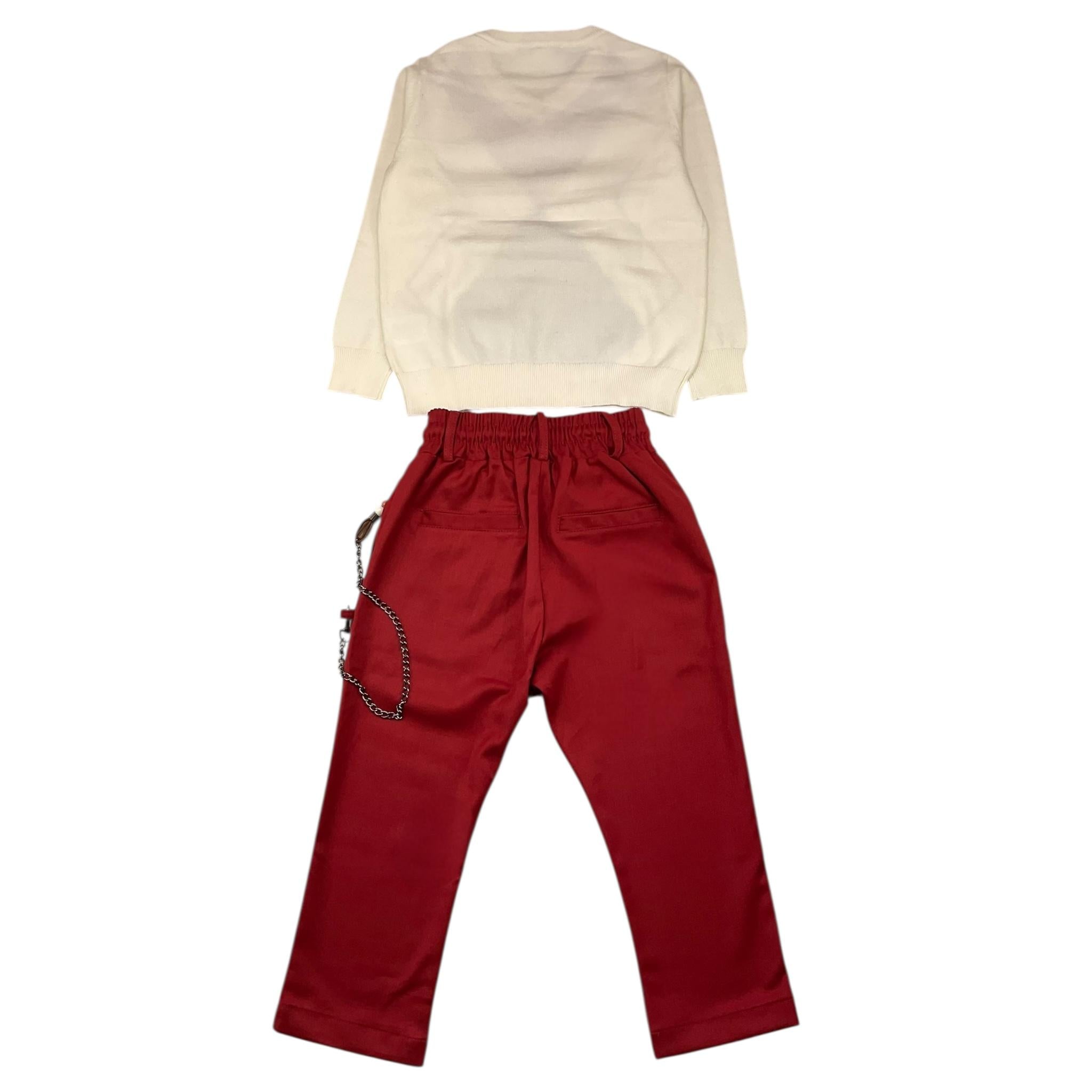 NEVER TOO cmpleto 2 pezzi maglia-pantalone bicolore Panna/rosso per Bambino NT2193B PANNA/ROSSO NEVER TOO 