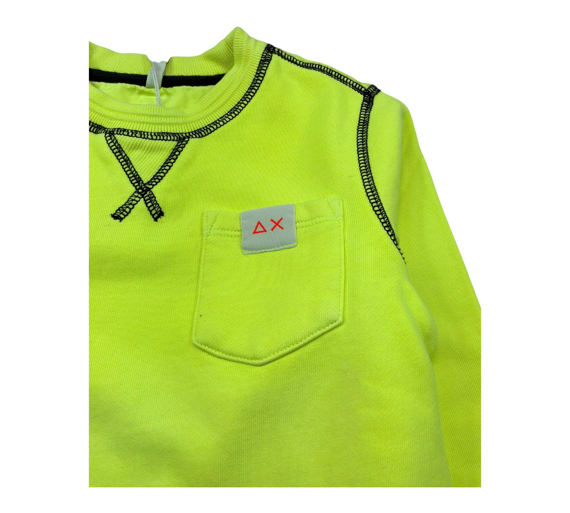 Sun68 Felpa Chiusa Girocollo Tinta Unita con Logo per Bambino F31314 GIALLO FLUO SUN68 