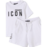 Dsquared2 Completo 2 Pezzi T-Shirt-Bermuda tinta unita Bianco per Neonato DQ2953 BIANCO DSQUARED2 