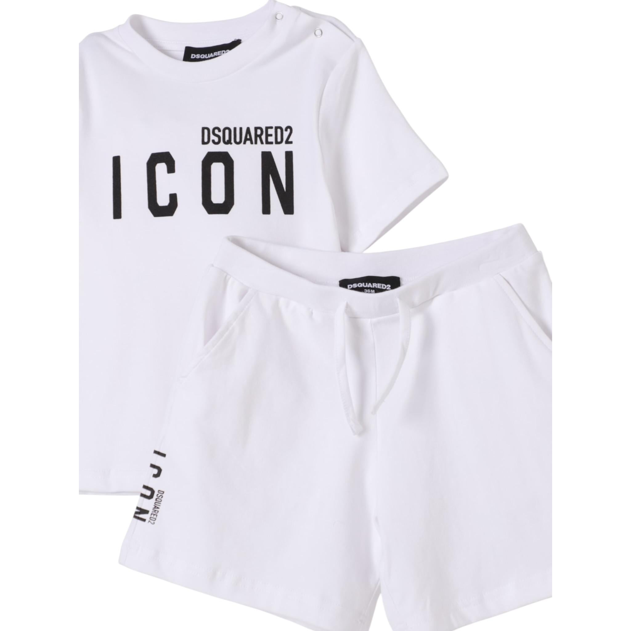 Dsquared2 Completo 2 Pezzi T-Shirt-Bermuda tinta unita Bianco per Neonato DQ2953 BIANCO DSQUARED2 
