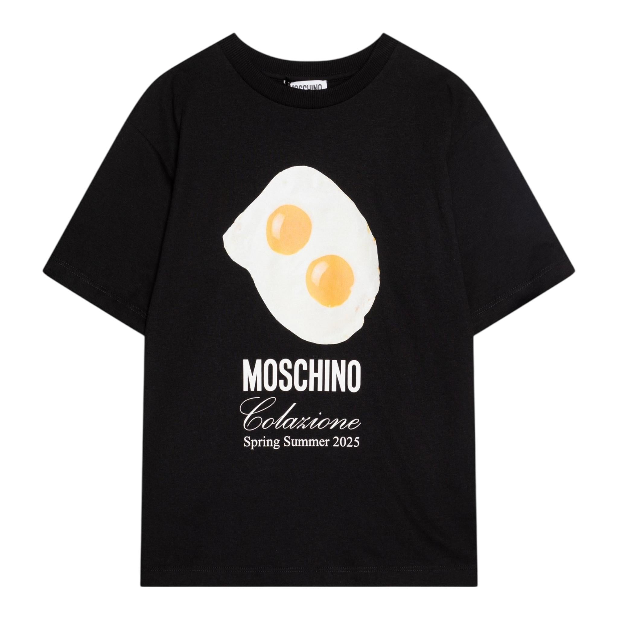 Moschino T-Shirt Girocollo Tinta Unita con Stampa per Bambino HRM050 NERO MOSCHINO 