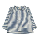 Petit Indi Camicia Tinta Unita con Fantasia A Righe per Bambino SS25BK6838X AZZURRO PETIT INDI 