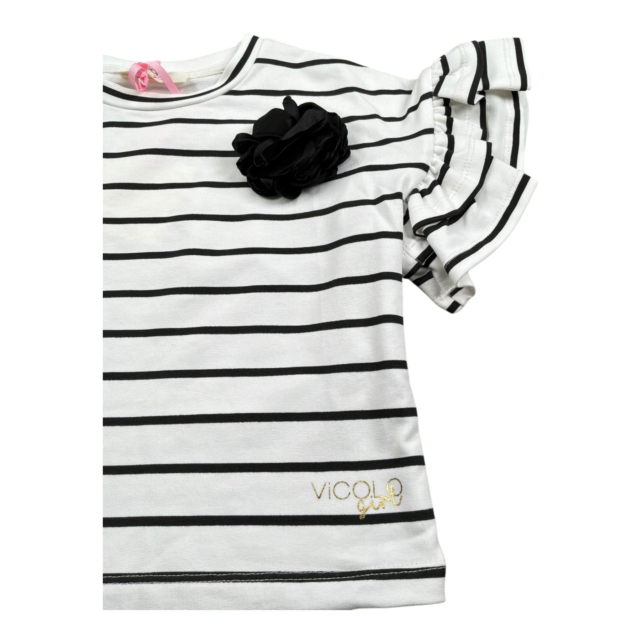 Vicolo T-Shirt Girocollo Fantasia A Righe per Bambina 3146F00364 BIANCO VICOLO 