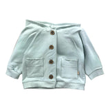 Bamboom+Babies Einfarbiger Kapuzenpullover mit Knopfleiste und Ohren, Blau, für Neugeborene