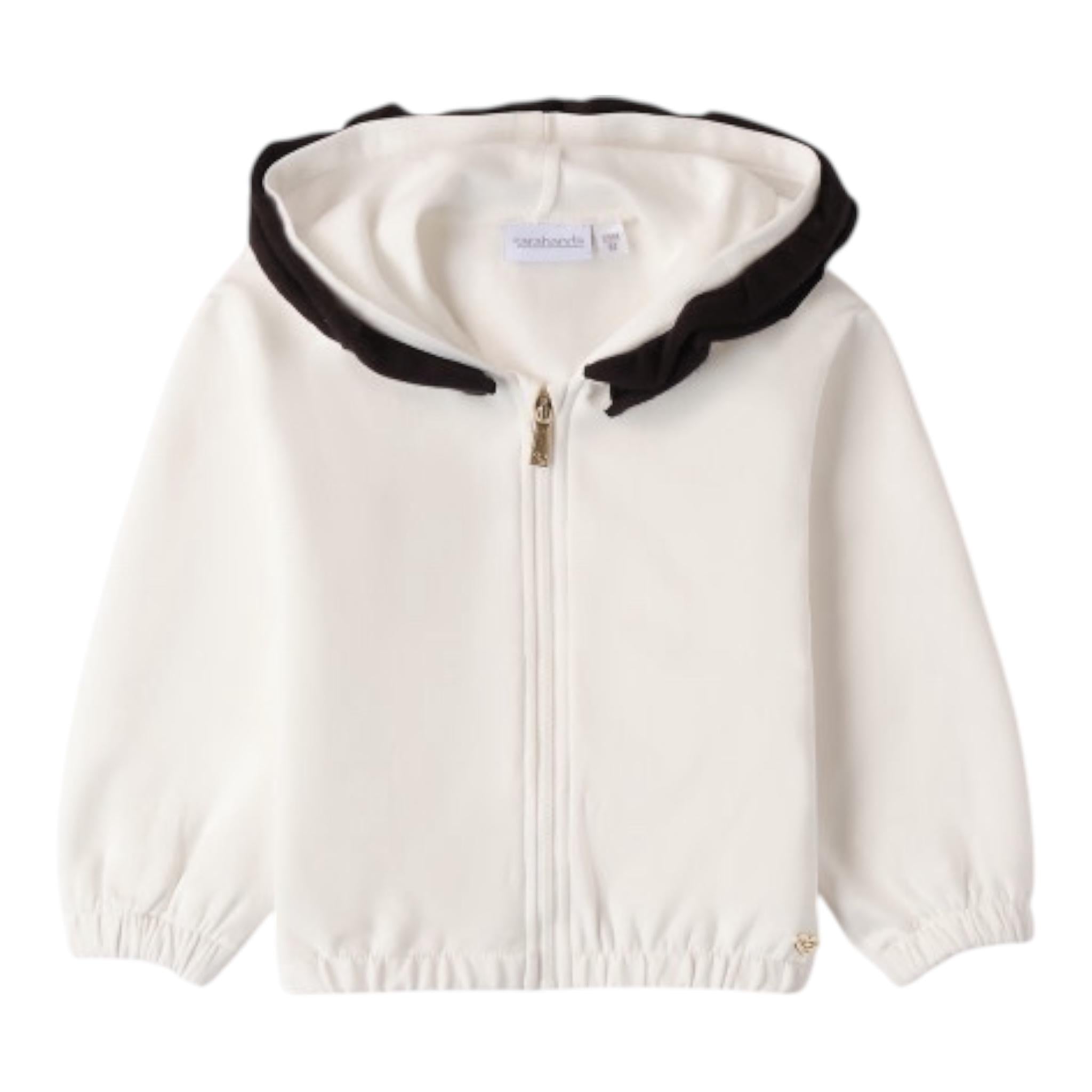 SARABANDA felpa tinta unita con zip e cappuccio Bianco per Bambina 0A220 BIANCO SARABANDA 