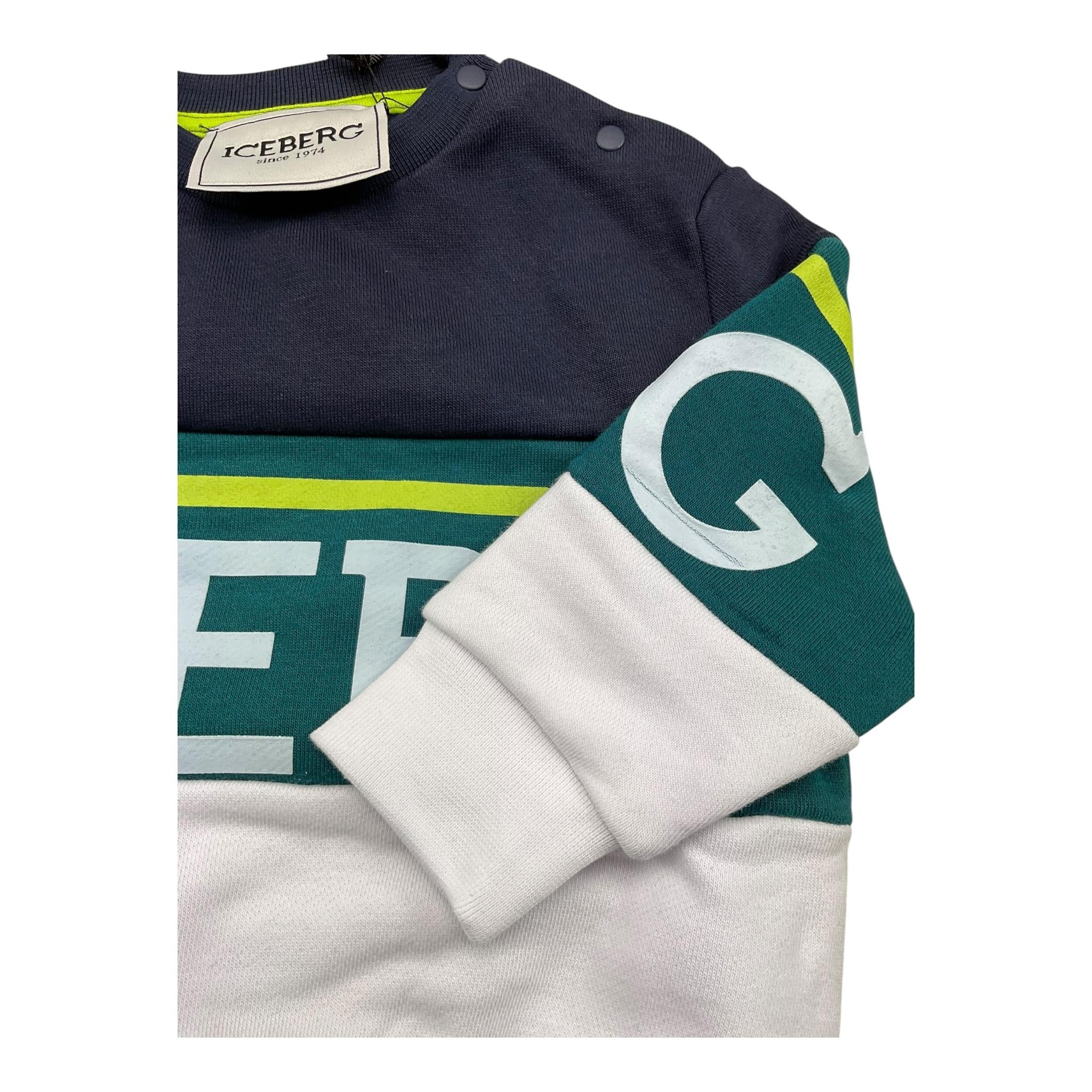 ICEBERG felpa chiusa girocoll tricolore con logo Multicolor per Neonato MFICE5301B MULTICOLOR ICEBERG 