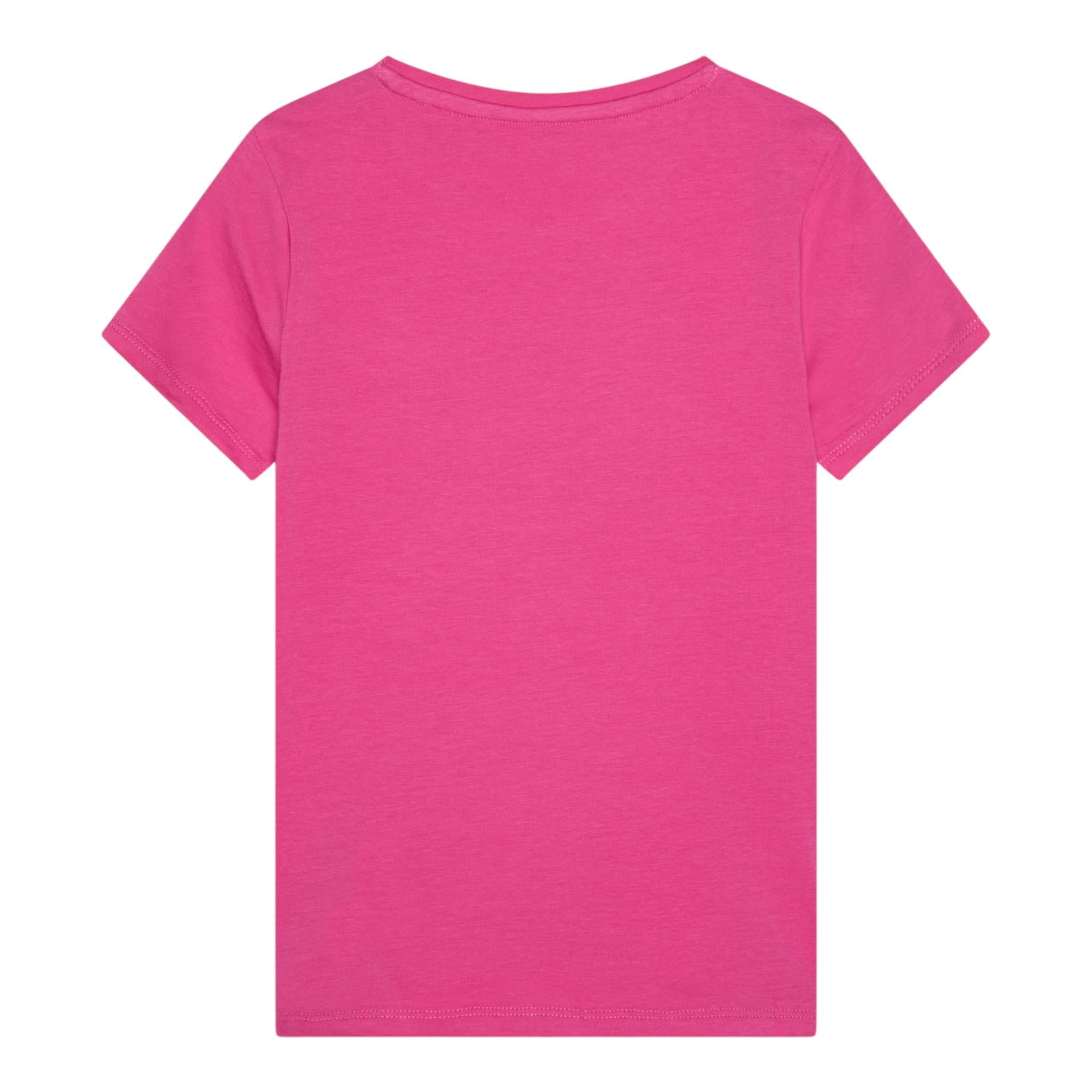 Guess T-Shirt Girocollo Tinta Unita con Stampa per Bambina K5GI16K6YW4 FUXIA GUESS 
