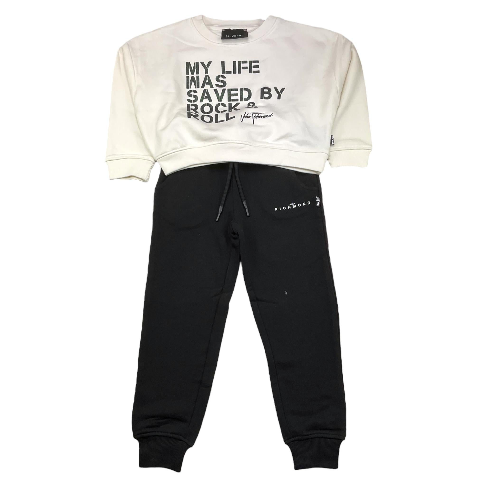 JOHN RICHMOND completo 2 pezzi felpa-pantalone bicolore Bianco/nero per Bambina RGA24125CF BIANCO/NERO JOHN RICHMOND 