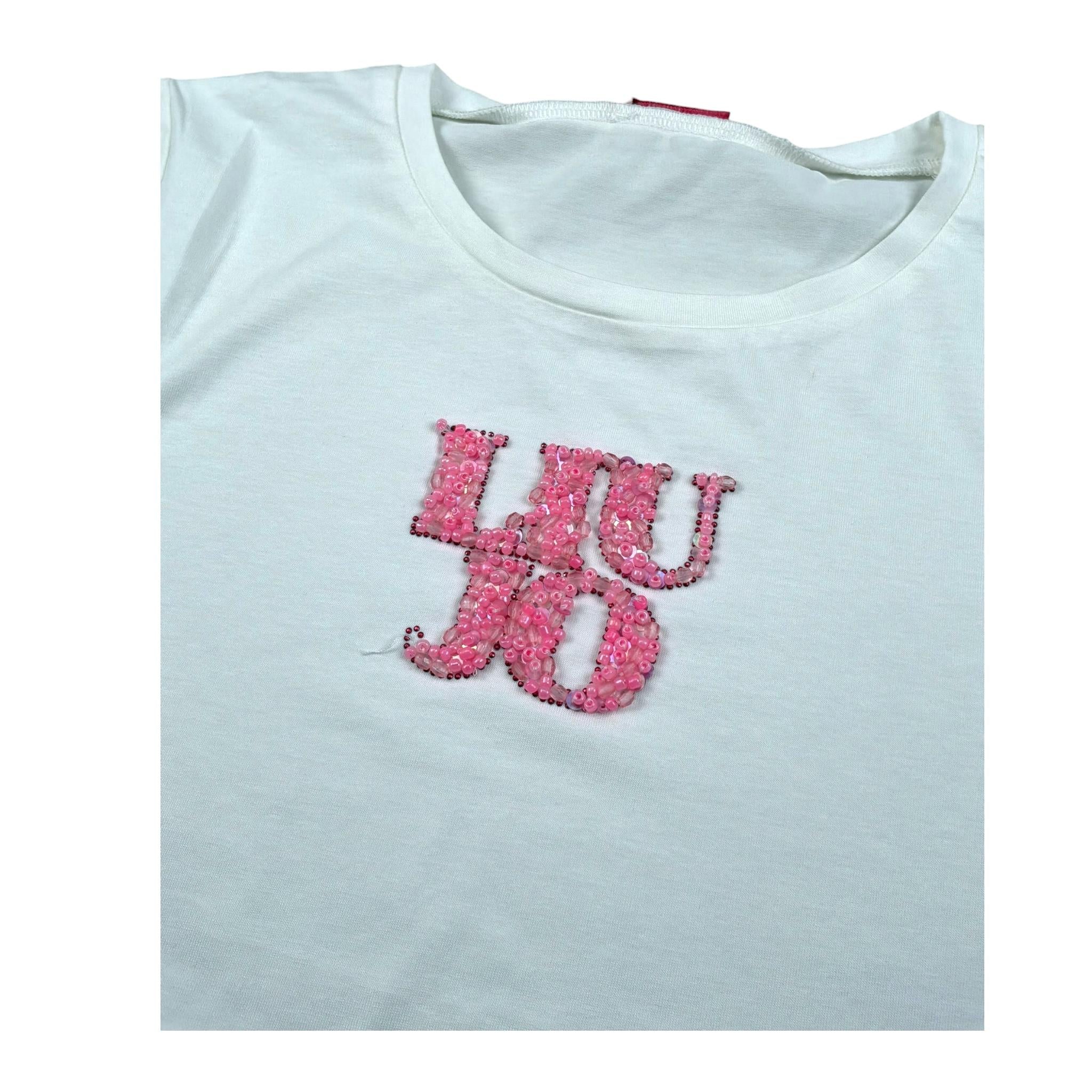 Liu Jo T-Shirt Girocollo Tinta Unita con Paillettes per Bambina GA5018XXXX BIANCO LIU JO 