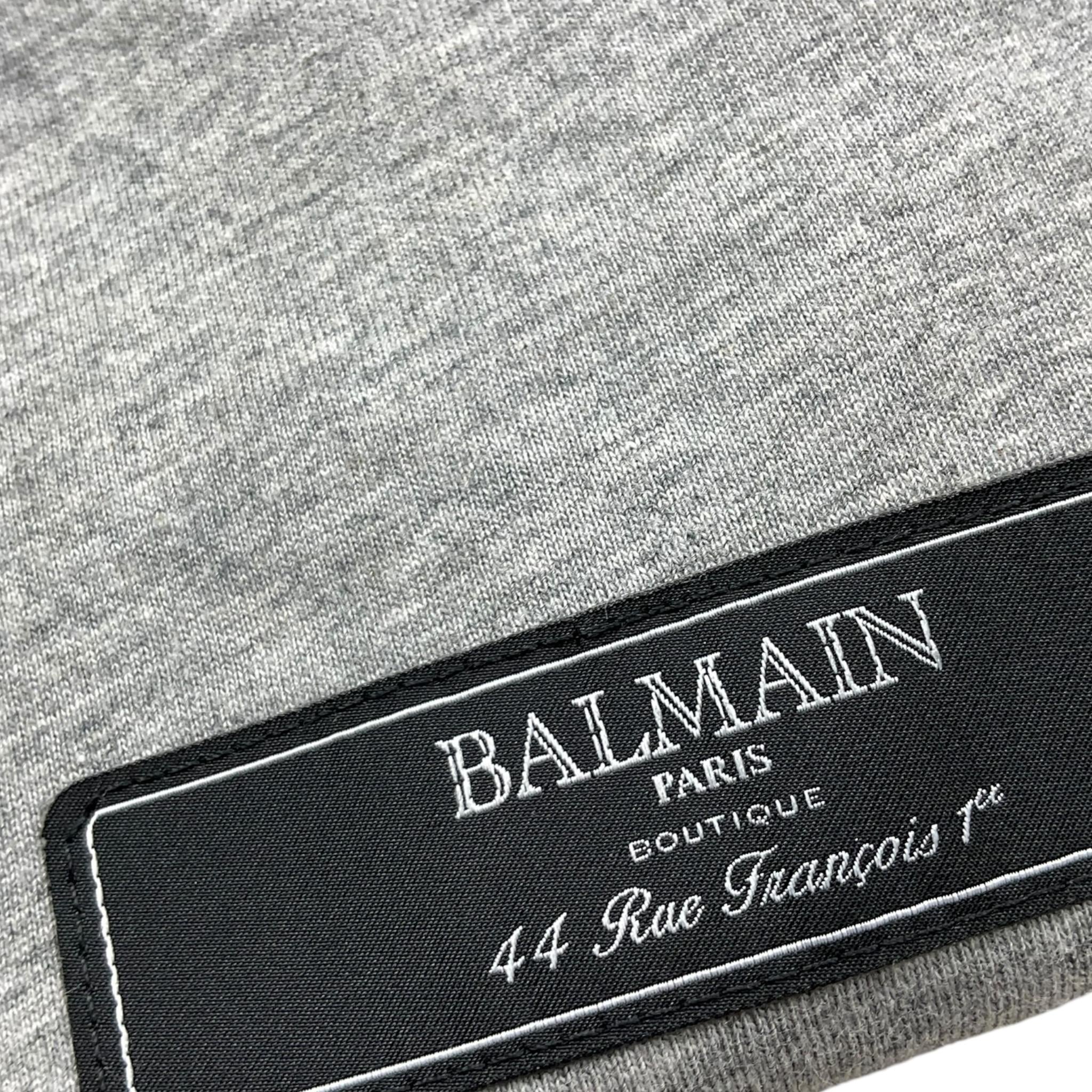 Balmain T-Shirt Girocollo Tinta Unita con Logo per Bambino BV8P41 GRIGIO BALMAIN 