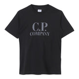 CP Company Einfarbiges Rundhals-T-Shirt mit schwarzem Logo-Print für Kinder